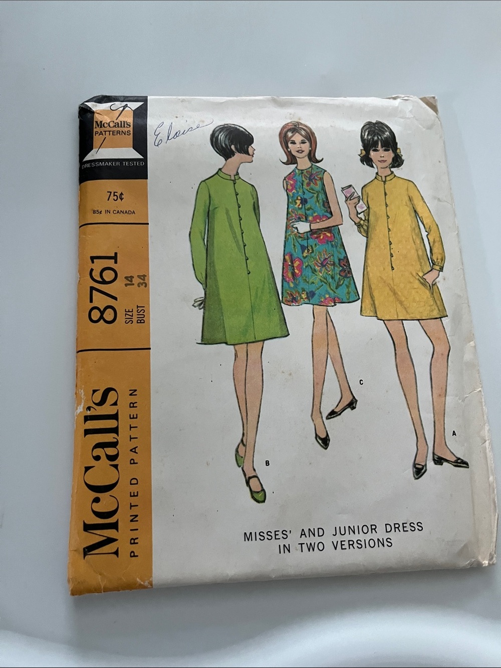 Vintage McCall's Mini A-Line Dress Pattern Uncut and Never Used
